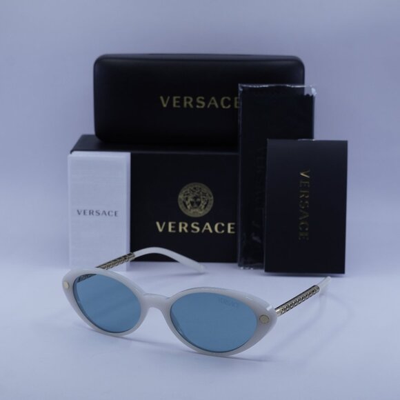 Versace VE4469 547172 Oval Sunglasses - White/Blue - Picture 1 of 11